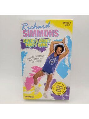 Richard Simmons Sweat & Shout Party Game Pressman Fun Active Game 3-8 Players